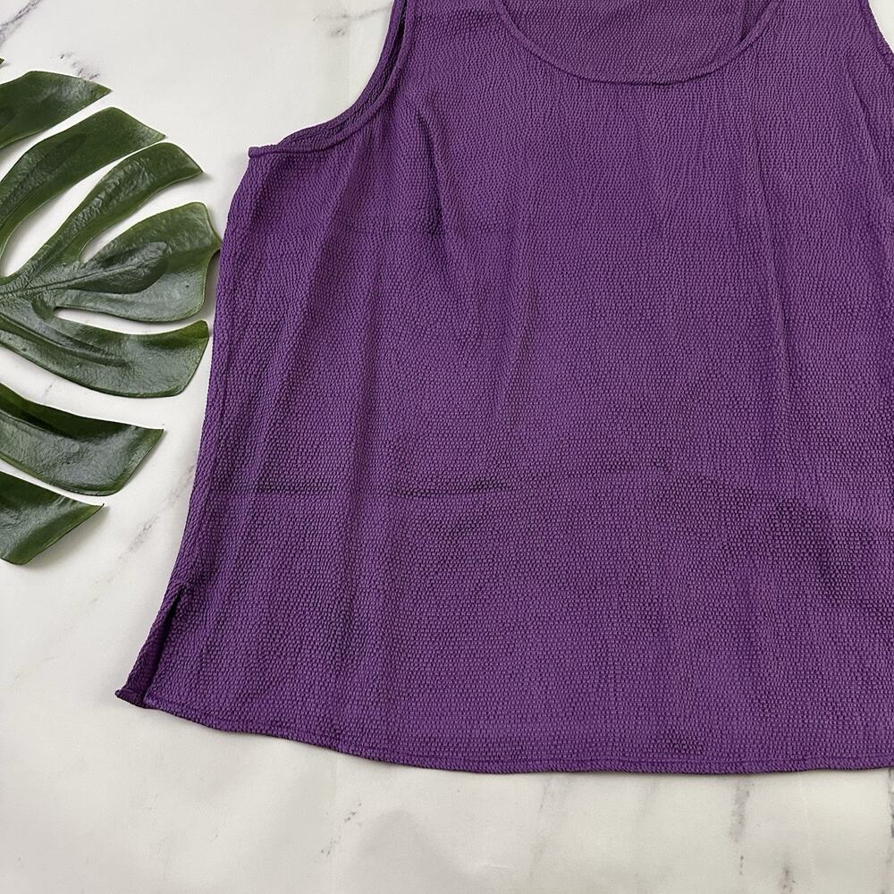 Citron Womens Shell Tank Top Size XL Purple Silk Blend Pebble Texture Scoop Neck - Picture 3 of 10